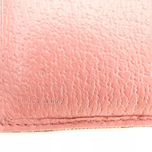 Gucci Double Sided Wallet GGpattern Beige Pink Canvas Leather Used T9705 - Picture 6 of 9